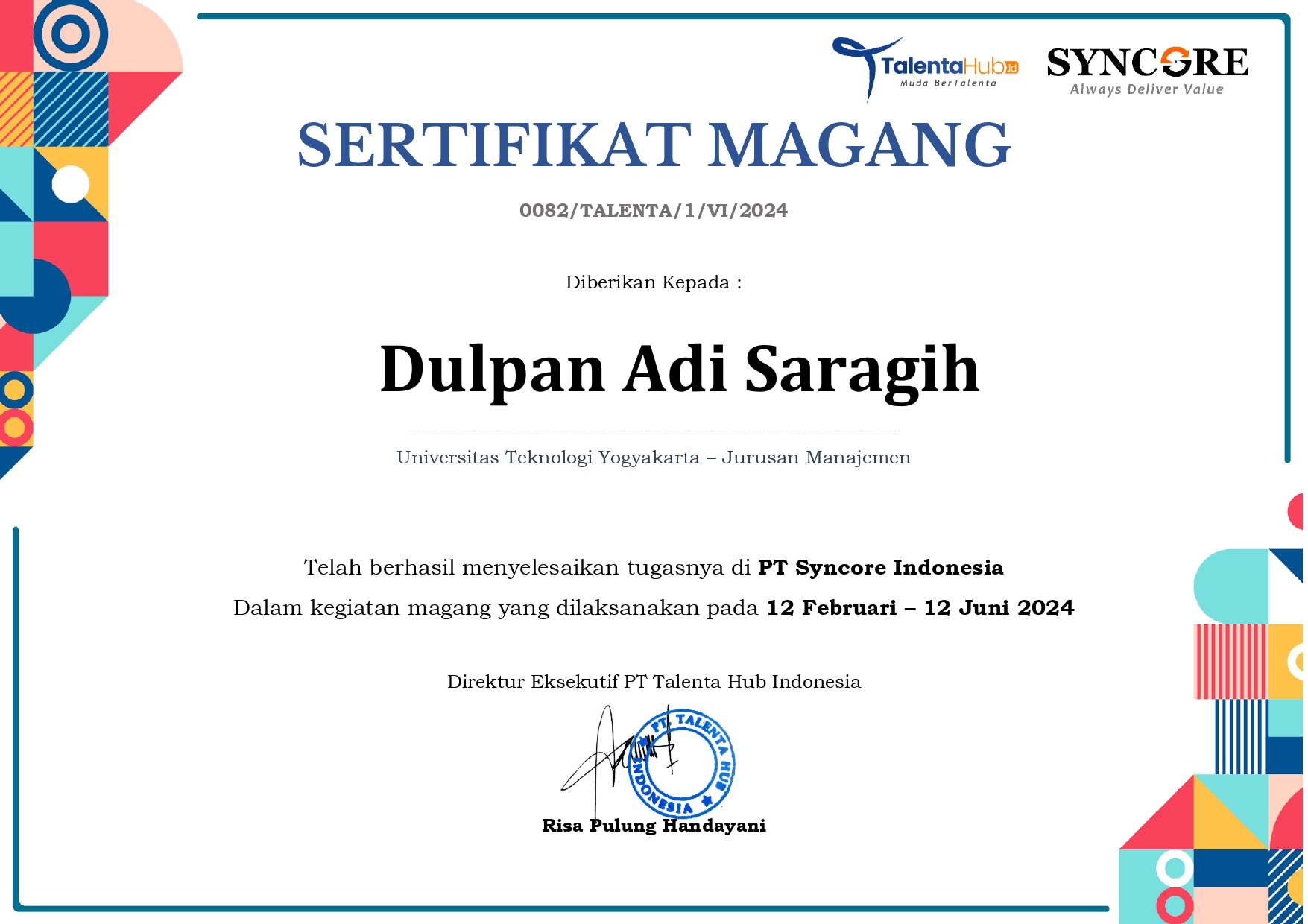 Sertiifkat Magang 2024
